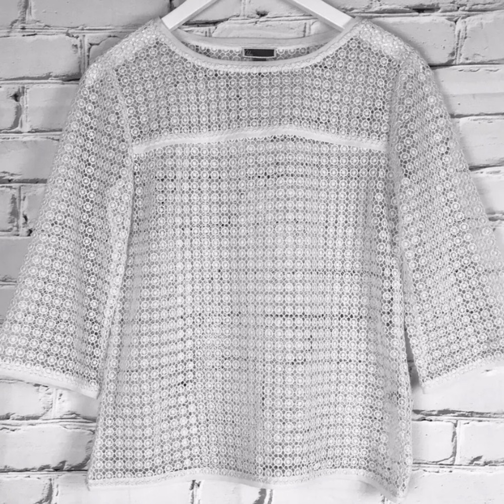 Chelsea28 Womens White Pullover Sheer Top Size XS